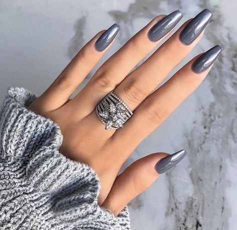 35+ Ultra Trendy January Nail Colors & Designs | January Nail Colors, French Ideas, Grey Nail, Grey Nails, January Nails, Gray Nails, Round Nails, Ideas Nails, Colorful Nail Designs