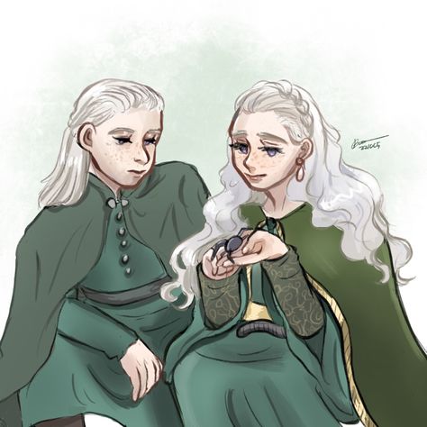 Targaryen Fanart, Emma Evans, Helaena Targaryen, Game Of Thrones Costumes, My Sweet Sister, Aemond Targaryen, Alicent Hightower, Got Dragons, Green Characters