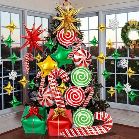 Christmas Birthday Party Decorations, Candy Balloons, Christmas Birthday Party, Big Balloons, Christmas Balloons, Christmas Party Supplies, Christmas Party Decorations, Holiday Party Decorations, Event Party