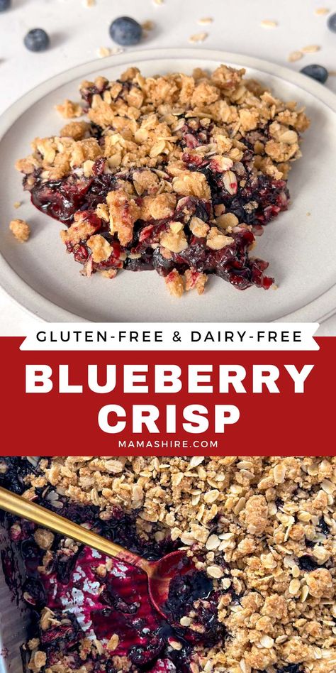 This gluten-free blueberry crisp is full of sweet, juicy blueberries and topped with a brown sugar oat topping. It’s a perfect dessert any time of the year, either with fresh blueberries at the height of summer or with frozen blueberries anytime. Gf Blueberry Crumble, Blueberry Crisp Gluten Free, Gluten Free Crisp, Gluten Free Blueberry Recipes, Frozen Blueberry Recipes, Gluten Free Blueberry Cobbler, Gluten Free Blueberry Crisp, Gluten Free Cobbler, Gluten Free Dairy Free Recipes Dinner