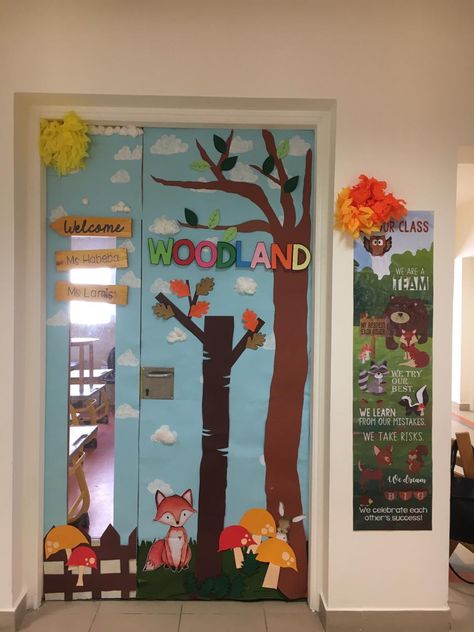 Woodland Door Decorations Classroom, Forest Theme Classroom, Forest Animals Preschool, Classroom 2023, Preschool Door, Forest Classroom, Door Decorating Contest, Vbs 2024, Birthday Wall