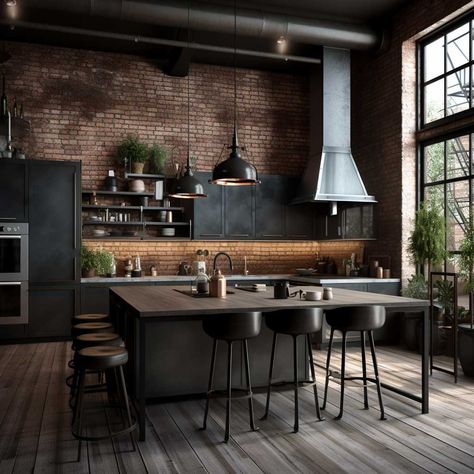 8+ Ways to Infuse Style into Your Modern Grey Kitchen • 333+ Images • [ArtFacade] Loft Kitchen Ideas, Loft Apartment Kitchen, Loft Kitchens, Warehouse Kitchen, Modern Grey Kitchen, Two Tone Kitchen Cabinets, Industrial Style Interior, Серая Кухня, Industrial Kitchen Design