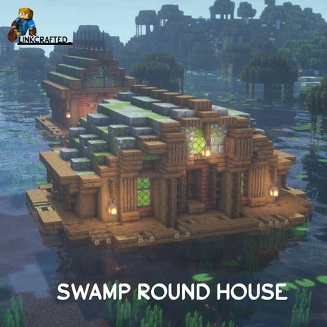 Swamp Village Minecraft, Swamp Builds Minecraft, Minecraft Swamp Village, Minecraft Round House, Swamp House Minecraft, Minecraft Swamp Build, Minecraft Swamp House, Minecraft Swamp, Swamp Village