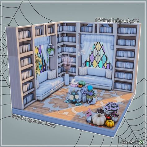 #WheelieSpooky23 Challenge - Day 4 - Spectral Library Room Decor Sims 4, Room Decor Sims 4 Cc, Sims 4 Library, Penthouse Sims 4, Decor Sims 4 Cc, Sims 4 Penthouse, Sims 4 House, Cozy Gamer, Sims 4 House Design