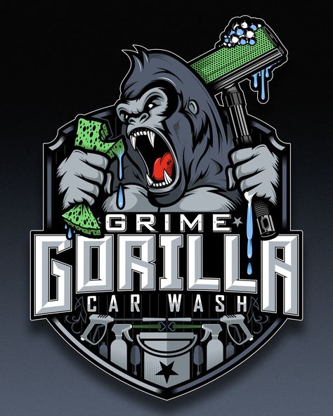 FPS Branding for our client Grime Gorilla Car Wash. For FPS style is not just a word. It is a force that compounds experience, imagination and soul. It is that special something that will advance your business to the next level. Mobile Car Wash Logo, Auto Detailing Logo Ideas, Car Wash Logo Design Ideas, Car Detailing Logo Design, Car Business Logo, Car Wash Design, Logo Car Wash, Detailing Logo Design, Auto Detailing Logo