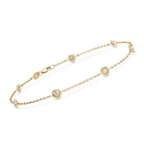 .50 ct. t.w. Diamond Station Bracelet in 14kt Yellow Gold, , default Multi Gemstone Bracelet, Station Bracelet, Bracelet Diamond, Yellow Gold Bangle, Diamond Birthstone, Gifts For Your Sister, Fine Jewelery, Stylish Bracelet, Bezel Set Diamond