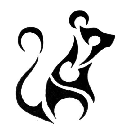 Tribal Rat tattoo design Rat Tattoo, Mouse Tattoos, Year Of The Rat, Animal Silhouette, Embroidery Motifs, Tattoo Sketches, Tattoo Images, Simple Tattoos, Rats