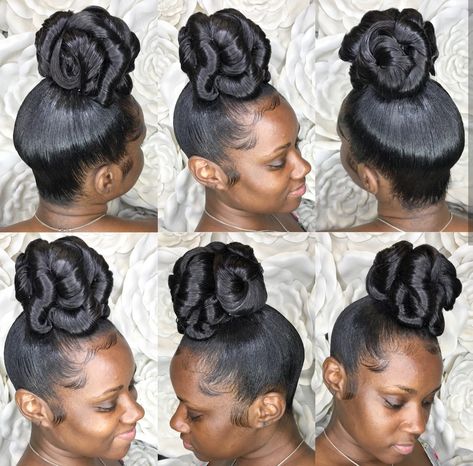 Natural Hair Updo For Black Women Up Dos, Modern Updos, African American Updo Hairstyles, Summer Updo, Afro Hair Bun, Black Women Updo Hairstyles, Long Ponytail Hairstyles, Donut Bun Hairstyles, Hair Braid Patterns