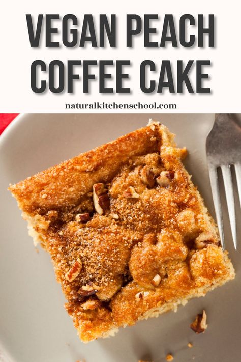 Vegan Peach Coffee Cake Coffee Cake Vegan, Homemade Coffee Cake Recipe, Peach Coffee Cake, Hot For Food, Peach Coffee, Homemade Coffee Cake, Homesteading Recipes, Vegan Peach, Quick Vegan