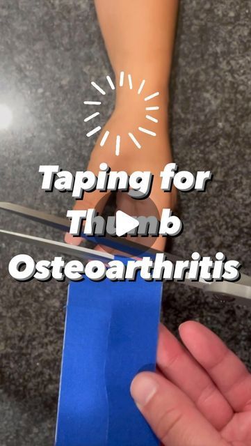 Eli Yovits OTR/L, CHT on Instagram: "✨Taping for Thumb CMC osteoarthritis✨  💥When you have thumb CMC arthritis you can have a lot of pain with pinching and gripping at the base of the thumb.   👉One way to help treat this and alleviate some pain is by using a taping technique to give some support by strategically wrapping around the painful joint.   ✨I start with a long strip and cut halfway through the tape. Before applying I measure it on the patient to make sure the length is good.   ✨Apply the wider part of the tape at the base of the thumb. Slight stretch over the CMC joint. First thinner strip goes around the base of the thumb, second strip slightly overlaps it.  👏Smooth it out and your done!!  ✨In more mild cases or flare ups this can help manage pain really nicely. In more severe Arthritic Thumb Natural Remedies, Kinesiology Taping Thumb, How To Wrap A Sprained Thumb, Kt Tape Hand, Kt Tape For Thumb Pain, Arthritic Thumb Relief, How To Tape Thumb, Diy Thumb Splint, Kt Tape Carpal Tunnel