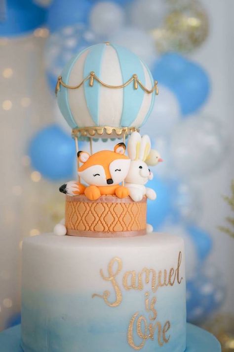 Woodland Animal Hot Air Balloon Cake Topper from a Woodland Hot Air Balloon Birthday Party on Kara's Party Ideas | KarasPartyIdeas.com (6)