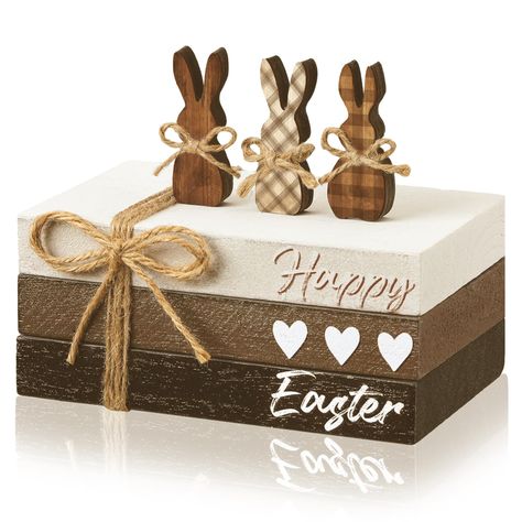 PRICES MAY VARY. Quality Material and Proper Size: crafted from grade wood, this happy Easter tiered tray decor promises unrivalled durability and a rustic charm; The wood signage measures 1.96 x 3.14 x 0.47 inches while the stackable book blocks measure 5.5 x 3.54 x 2.36 inches, the suitable dimensions for any household display area; Whether you're sprucing up window sills, shelves, tiered trays, or mantels, these Easter decorations ensure an eye catching visual statement Easter Wooden Book Sta Tiered Tray Decor Spring, Wood Signage, Easter Tiered Tray, Table Centerpieces For Home, Happy Easter Sign, Farmhouse Easter, Spring Books, Window Sills, Display Area