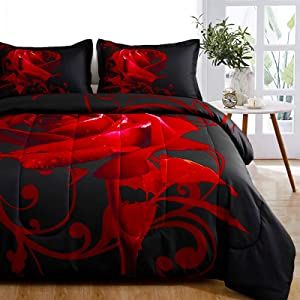 Red Comforter Sets, Bedding Red, Rose Comforter, Red Comforter, Blue Comforter Sets, Blue Comforter, King Size Comforters, Bed Comforter Sets, Lightweight Bedding