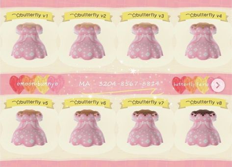 Acnh Pink Dress, Fairycore Animal Crossing, Animal Crossing Path, Acnh Summer, Cottagecore Butterfly, Acnh Fashion, Fairycore Clothing, Acnh Outfits, Cottagecore Animal Crossing