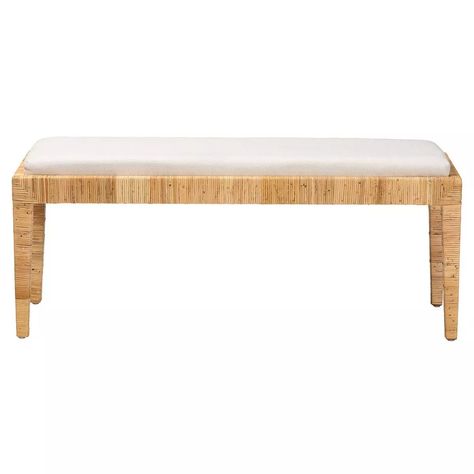 Sofia Rattan and Mahogany Wood Bench White/Natural Brown - Baxton Studio | Target Rattan Bed, Entry Bench, Bed Bench, Baxton Studio, Southern Home, Wood Bench, Solid Mahogany, Ottoman Bench, Mahogany Wood