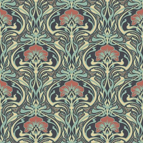 Crown 8 in. x 10 in. Donovan Moss Nouveau Floral Sample M1196SAM - The Home Depot Papier Peint Art Nouveau, Nouveau Wallpaper, Wallpaper Colour, Art Nouveau Wallpaper, Motifs Art Nouveau, Wallpaper Art Deco, Design Art Nouveau, Art Nouveau Pattern, Art Nouveau Floral