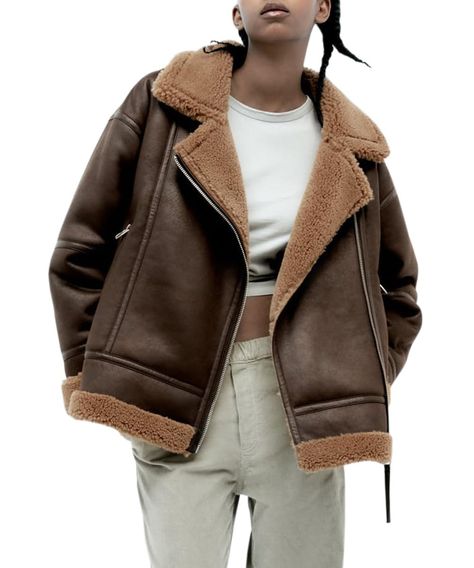 PRICES MAY VARY. Material: Soft sherpa faux leather jacket with sherpa lined collar, premium comfortable PU leather shell and soft sherpa fleece lining. Design: Stylish faux shearling biker jacket, solid color, faux leather panels, full zip, sherpa lining, pockets, lapels, cropped, cool and fashionable bomber punk streetwear Occasion: This sherpa jacket is perfect for office work, gym, hiking, traveling, weekend trips, daily life, hunting, camping, safari and other outdoor activities. Fully plus Faux Shearling Jacket, Coat Women Fashion, Aviator Jackets, Belted Jacket, Casual Vest, Shearling Coat, Brown Jacket, Fall Jackets, Long Sleeves Jacket