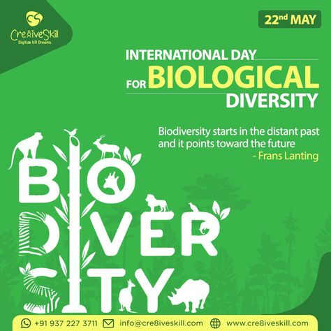 Let's conserve our biodiversity for a healthy ecosystem for present and future generations. International Day for Biological Diversity! . . . #InternationalDayforBiologicalDiversity #Cre8iveSkill International Biodiversity Day, Biodiversity Day, Biological Diversity, International Day, Creative Ads, Ecosystem, Biology, Social Media, Graphic Design