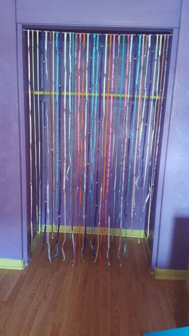 Annie's ribbon / beaded closet door! Bead Curtains, Closet Door, Beaded Curtains, Closet Doors, Ribbon, Curtains, Beads, Closet, Home Decor