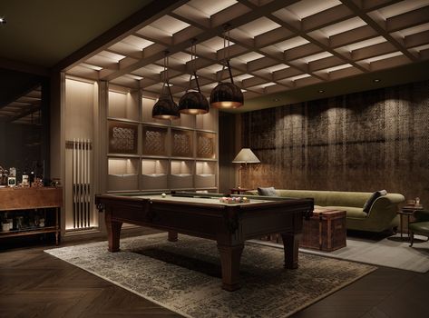 Interior Rendering, Luxury Rentals, Billiard Room, Pool Table, House Inspo, Design Firms, Billiards, Club House, Future House