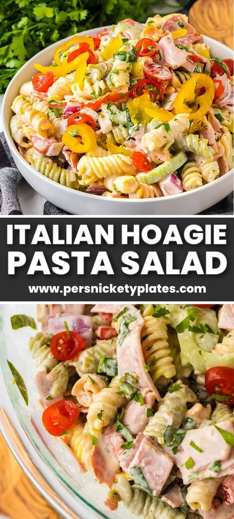 Italian Sandwich Pasta Salad, Jasons Deli Pasta Salad Recipe, Spicy Italian Pasta Salad, Italian Sun Pasta Salad, Hoagie In A Bowl, Pasta Salads With Meat, Deli Style Pasta Salad, Sub In A Tub Salad With Pasta, Bell Pepper Pasta Salad