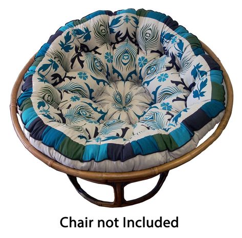 Cotton Craft Papasan Peacock Blue Overstuffed Chair Cushion, Sink into our #CottonCraft Papasan Chair Cover, Chair Cover Ideas, Peacock Furniture, Papasan Cushion Cover, Outdoor Papasan Chair, Double Papasan Chair, Papasan Chair Cushion, Peacock Home Decor, Round Couch