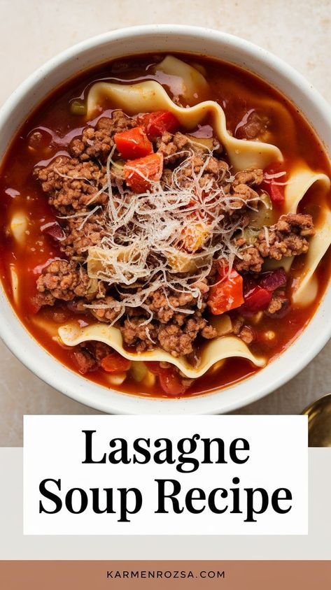 Kid-Friendly Dinner Recipes-Lasagna Soup Recipe for Dinner. Who says comfort food can’t be healthy? This lasagna soup recipe swaps traditional pasta for low-carb options while keeping all the rich, savory flavors you love. Whether you’re looking for dairy-free alternatives or need a gluten-free dish, this soup is customizable and delicious. Just grab your favorite pasta sauce and get cooking! Simple Lasagna Soup, Lasagne Soup, Recipes Lasagna, Kid Friendly Meals Dinner, Traditional Pasta, Easy Chicken And Rice, Lasagna Soup Recipe, Recipe For Dinner, Pot Lasagna