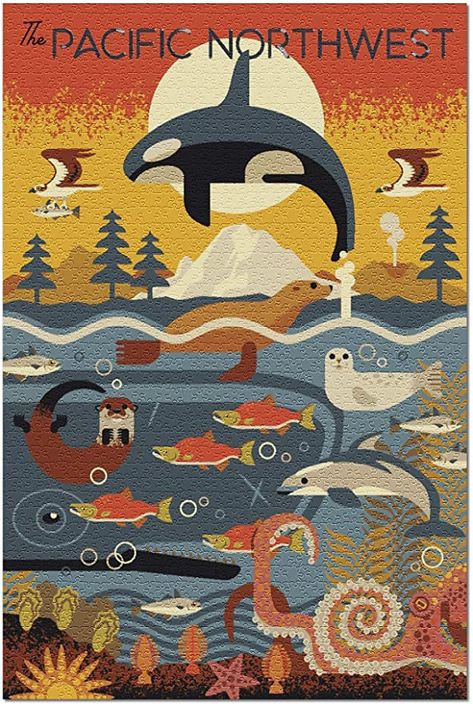 Animals Geometric, Pacific Northwest Style, Geometric Lantern, Pacific Northwest Art, Tacoma Washington, Puzzle For Adults, Outdoor Stickers, 500 Piece Jigsaw Puzzles, 1000 Piece Jigsaw Puzzles