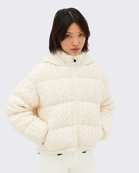 Kate Cable Knit Down Jacket | Perfect Moment Ski Clothes, Resort Look, Luxury Ski, Skiing Outfit, Surf Wear, Perfect Moment, Luxury Store, Ski Wear, Pop Fashion