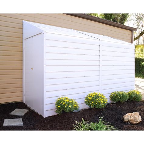 Yardsaver 4 x 10 ft. Steel Storage Shed Pent Roof Eggshell - Walmart.com - Walmart.com Garbage Shed, Steel Storage Sheds, Pergola Diy, Lean To Shed, Wood Storage Sheds, Lean To, Metal Storage Sheds, Storage Shed Plans, Shed Kits