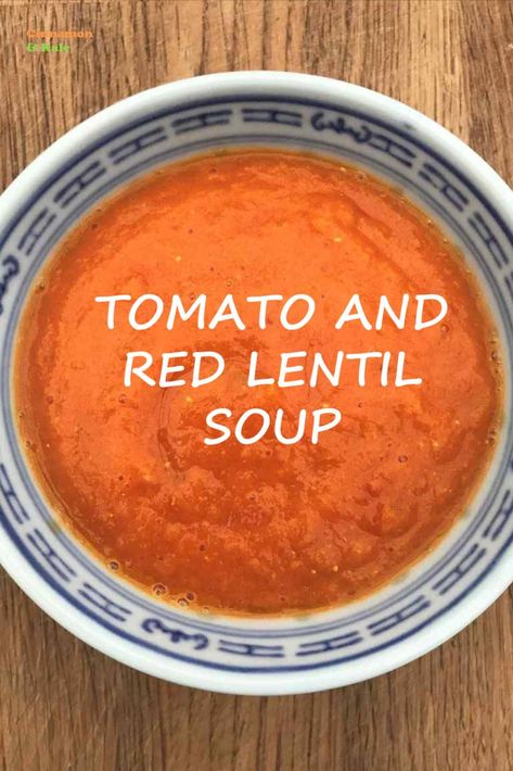 Tomato and red lentil soup in a blue bowl Tomato And Lentil Soup, Easy Homemade Soups, Red Lentil Soup Recipe, Tomato Lentil Soup, Tomato Lentils, Low Calorie Soup, Lentil Soup Recipe, Store Cupboard, Easy Vegetarian Lunch