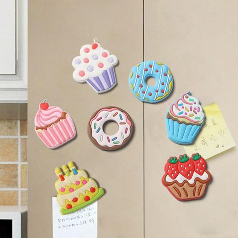 Cartoon Small Refrigerator Magnet Cute Cake 3D Fridge Soft Magnet Sticker Mini Cute Cake Ice Cream Whiteboard Sticker, Cake 3d, Decorative Magnets, Small Gifts For Friends, Colorful Cake, Blue Donuts, 6th Birthday Cakes, Fridge Stickers, Window Squeegee