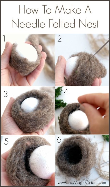 Make a Hummingbirds Nest : Neelde Felting Tutorial : www.theMagicOnions.com Needle Felting Tiny Animals, Felted Nest, Tovad Ull, Felting Tutorial, Needle Felting Tutorial, Needle Felting Diy, Wool Needle Felting, Needle Felting Tutorials, Needle Felting Projects