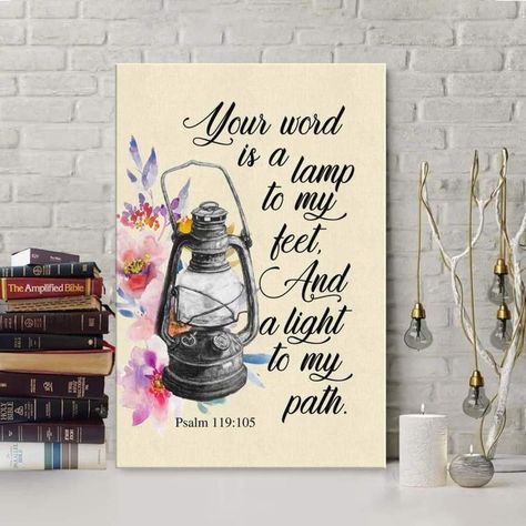 Light To My Path, Bible Verse Canvas Art, Bible Verse Canvas, Psalm 119, Your Word, Verse Wall Art, Scripture Wall Art, Bible Verse Wall, Canvas Print Display