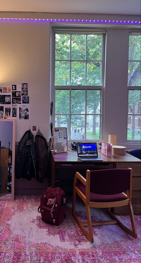 harvard freshman dorm Harvard Dorm Room Aesthetic, Harvard Dorm Room, Harvard Dorm, Uni Dorm, Freshman Dorm, College Vision Board, Aesthetic Rooms, Room Aesthetic, Dorm Room