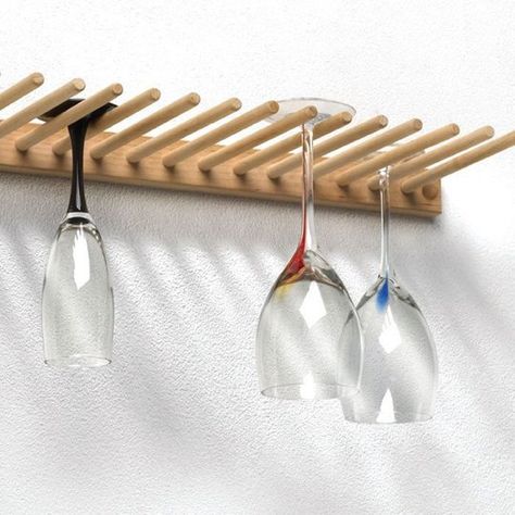 7 Smart Ways to Store Your Stemware Diy Wine Glass Rack, Wine Glass Shelf, Wine Rack Design, Wine Glass Storage, Stemware Rack, Wood Wine Racks, Regal Design, Wine Glass Rack, Fa Fal