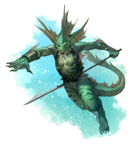 Male Sahuagin Fighter swimming - Pathfinder PFRPG DND D&D 3.5 5E 5th ed d20 fantasy Sahuagin Art, Sahuagin Dnd, Triton Dnd Male, Humanoid Creatures, Fantasy Races, Fantasy Creatures Art, Fantasy Monster, Sea Monsters, Creature Concept