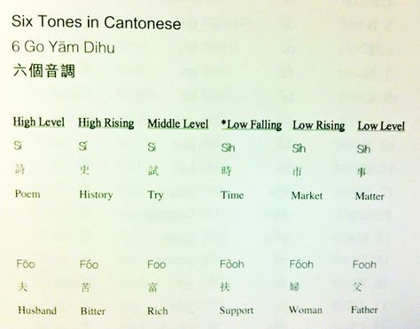 I sit beside a Chinese lady at work, for a while she tried to teach me a new word in Cantonese every day...but she never told me about this. "Cantonese has 6 main tones;  What this means is, the same word (in theses examples Si or Foo) can have 6 different meanings depending on the tone. Yikes! Cantonese Language, Learn Cantonese, Chinese Lady, Learn Languages, Different Meaning, Remember Me, Chinese Language, Foreign Languages, Learning Languages