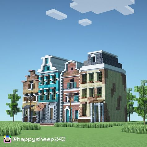 Built this classical townhouse street in Minecraft! :) Minecraft Skyscraper, Minecraft Modern City, Minecraft Shops, Minecraft City Buildings, Minecraft Structures, Minecraft Interior Design, Diy Minecraft, Rumah Minecraft, Cute Minecraft Houses