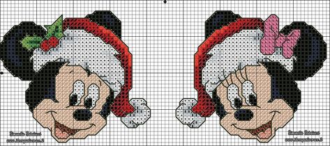 BORDURA NATALIZIA MINNIE E TOPOLINO Mickey Mouse Cross Stitch, Mouse Cross Stitch Pattern, Mouse Cross Stitch, Christmas Cross Stitch Patterns Free, Cross Stitch Pattern Christmas, Quilt Pattern Book, Unique Cross Stitch, Crochet Bookmark Pattern, Disney Cross Stitch Patterns