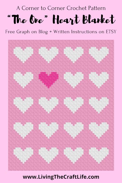 Living the Craft Life: "The One" Heart C2C Blanket - FREE GRAPH Corner To Corner Heart Blanket, Heart C2c Crochet Pattern, C2c Crochet Heart Blanket Pattern Free, C2c Heart Graph, Crochet Hearts Blanket Free Pattern, Crochet Heart Baby Blanket Pattern, C2c Heart Blanket Pattern, Crochet Heart Blanket Free Pattern, Corner To Corner Crochet Pattern Free