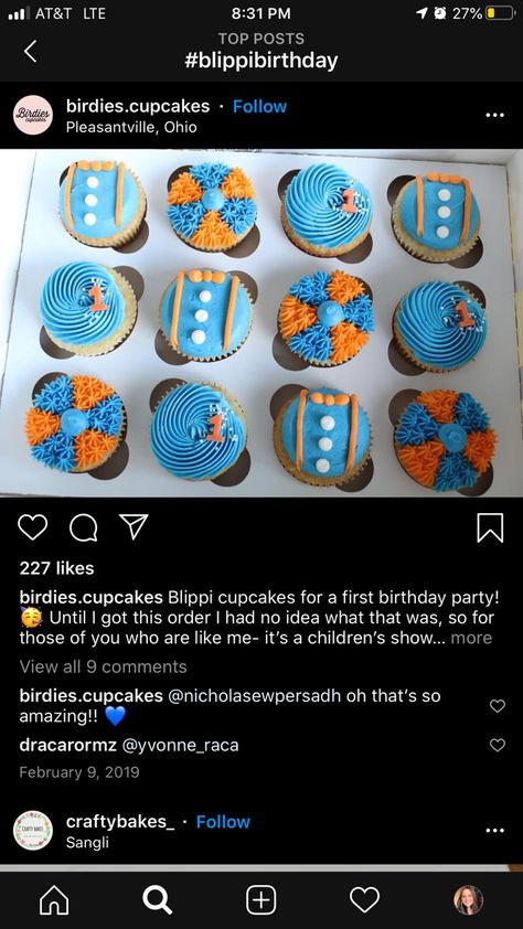 Blippi Birthday Cupcakes, Blippi Cupcakes, Blippi Birthday Party Snacks, Blippi Cupcake Ideas, Blippi Themed Birthday Party Food, Blippi Desserts, Blippi Birthday Cookies, Blippi Cupcake, Blippi Party