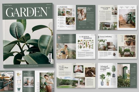 Garden & Nature Magazine Template, Print Templates ft. magazine & template - Envato Nature Magazine, Creative Landscape, Brochure Template Layout, Editorial Layout, Nature Garden, Mood Board Design, Magazine Layout, Magazine Template, Home Logo