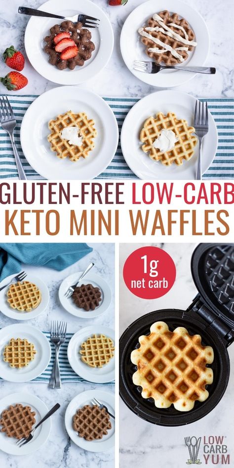 Keto waffles with coconut flour! Enjoy dairy-free keto chaffles made in a mini waffle maker. #ketorecipes #ketobreakfast #lowcarbyum Mini Waffle Maker Recipes, Mini Waffle Recipe, Low Carb Cupcakes, Mini Waffles, Keto Waffles, Keto Chaffles, Mini Waffle Maker, Diet Cookies, Waffle Maker Recipes