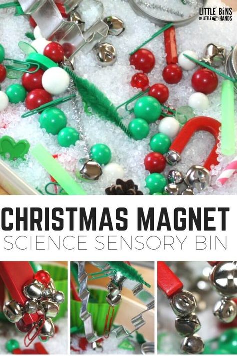 Christmas Sensory Bin, Science Christmas, Christmas Science Activities, Magnet Science, Christmas Sensory, Magnets Science, Christmas Units, Christmas Science, Christmas Magnet