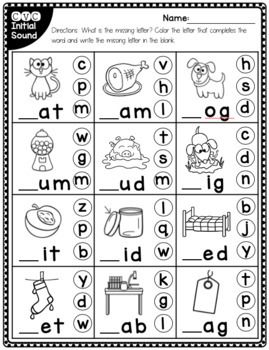 Literacy Printables: CVC Missing Initial Sound Worksheet | TpT Missing Sounds Worksheet, Initial Sounds Worksheets, Activities For Kids Preschool, Cvc Worksheets, Cvc Words Worksheets, Structured Literacy, Letter Worksheets For Preschool, Writing Practice Sheets, Handwriting Practice Worksheets