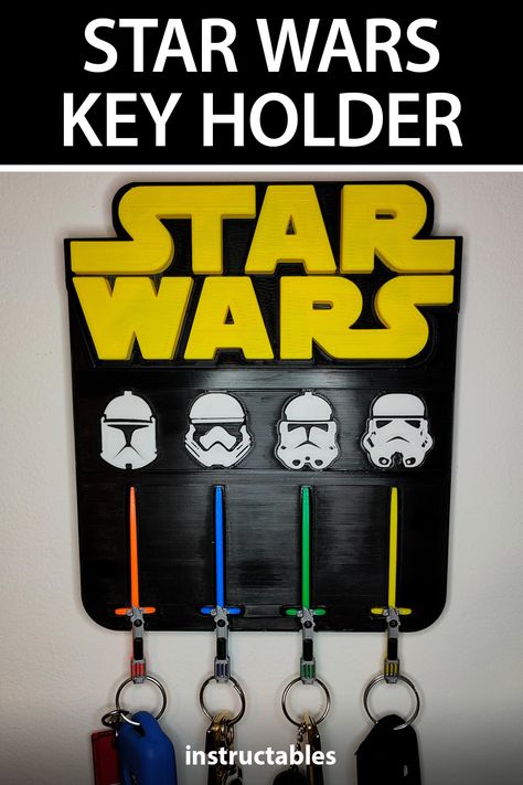 3d Printing Ideas Star Wars, 3d Print Key Holder, Star Wars Cnc, Keys Hanger, Star Wars Classroom, 3d Things, Wall Mounted Key Holder, Star Wars Wall Art, 3d Printing Business