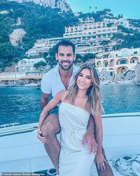 Jessie James Decker and husband Eric enjoy a luxurious trip to Italy for ninth wedding anniversary | Daily Mail Online Eric And Jessie Decker, Yacht Vacation, Eric Decker, 9th Wedding Anniversary, James Decker, Jessie James Decker, Flutter Kicks, Jessie James, Country Pop