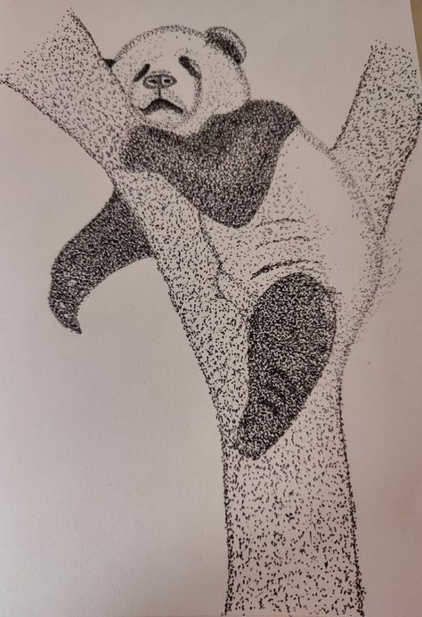 Stippling Art Nature, Stippling Art Portraits, Pointillism Art Projects, Burung Kakatua, Stippling Drawing, Lazy Panda, Animal Art Projects, Stippling Art, Easy Animals