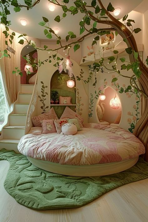 toddler girl bedroom with nature theme Earth Bedroom Decor, Seven Year Old Bedroom Ideas, Small Bedroom Themes, Tinker Bell Bedroom, Enchanted Forest Toddler Room, Tinkerbell Bedroom Ideas, Girls Forest Bedroom Ideas, Nature Bedroom Kids, Girls Bedroom Theme Ideas